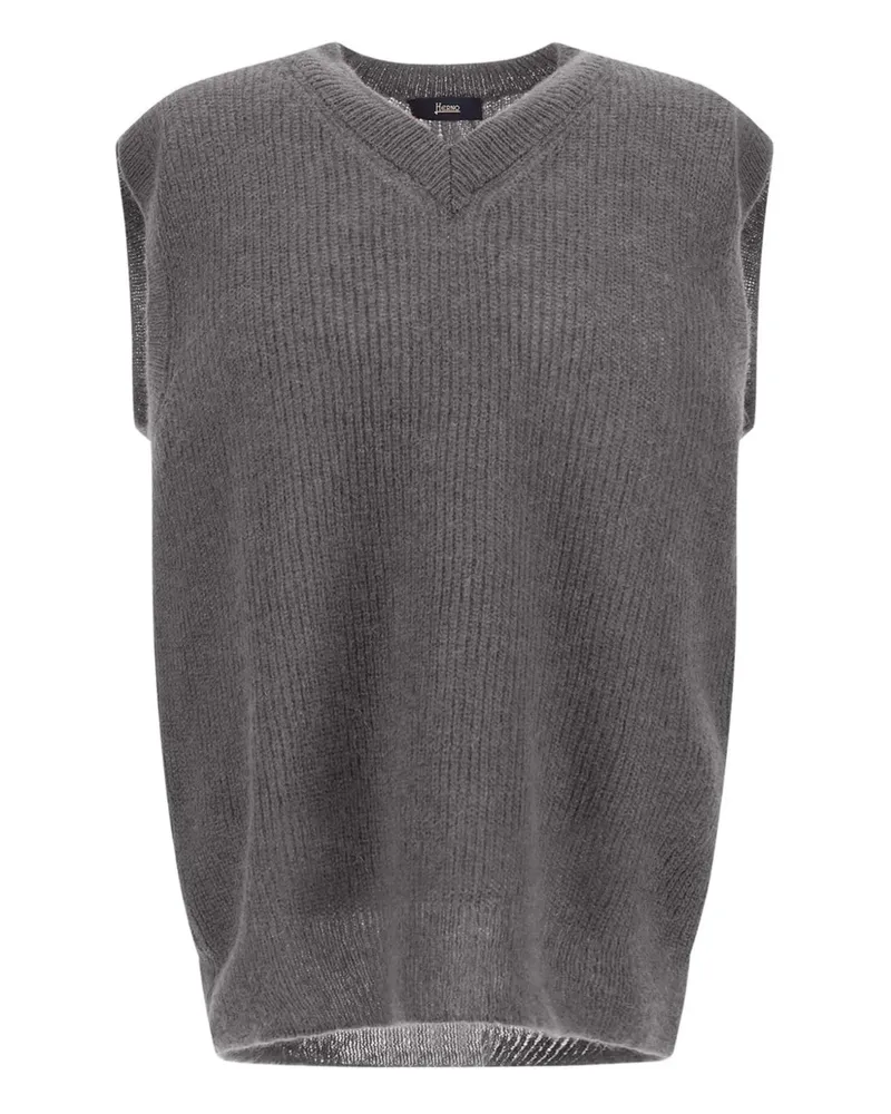 Herno Gerippter Pullunder mit V-Ausschnitt - Grau Grau