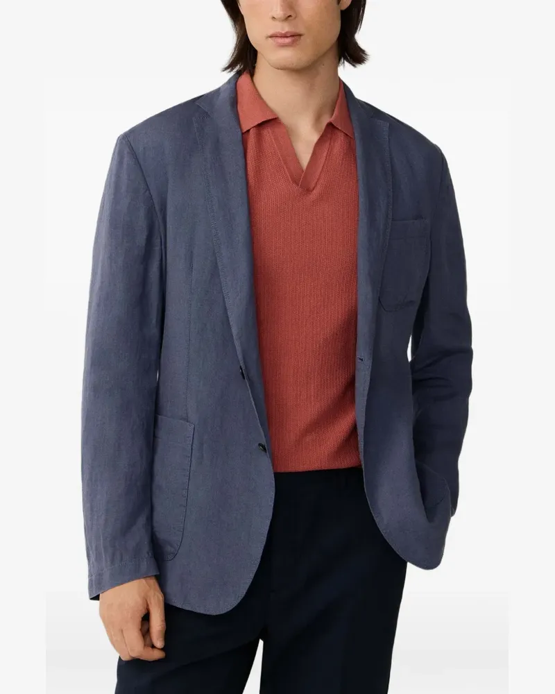 Hackett Blazer mit aufgesetzter Tasche und fallendem Revers - Blau Blau