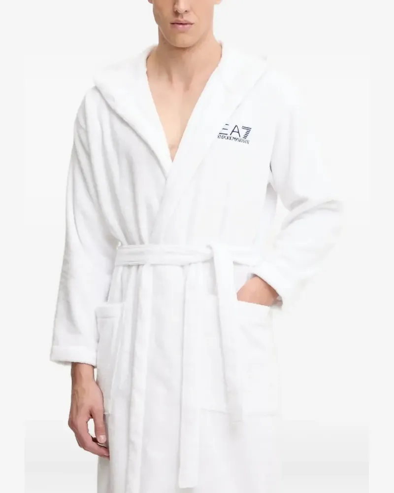 EA7 Bademantel mit Logo-Stickerei - Weiß Weiß
