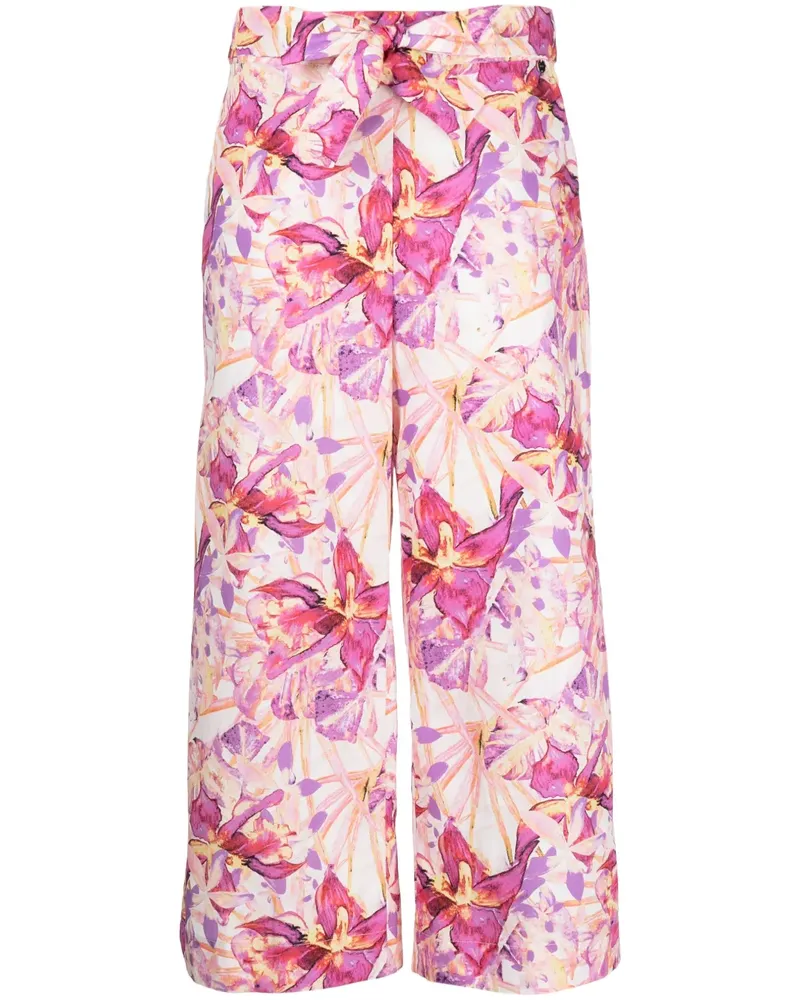 Liu Jo Cropped-Hose mit Blumen-Print - Violett Violett