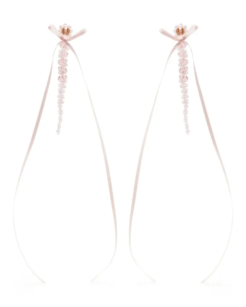 Simone Rocha Slim Bow Ribbon Hängeohrringe - Rosa Rosa