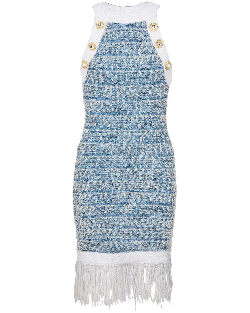 Balmain Minikleid mit Fransen - Blau Blau