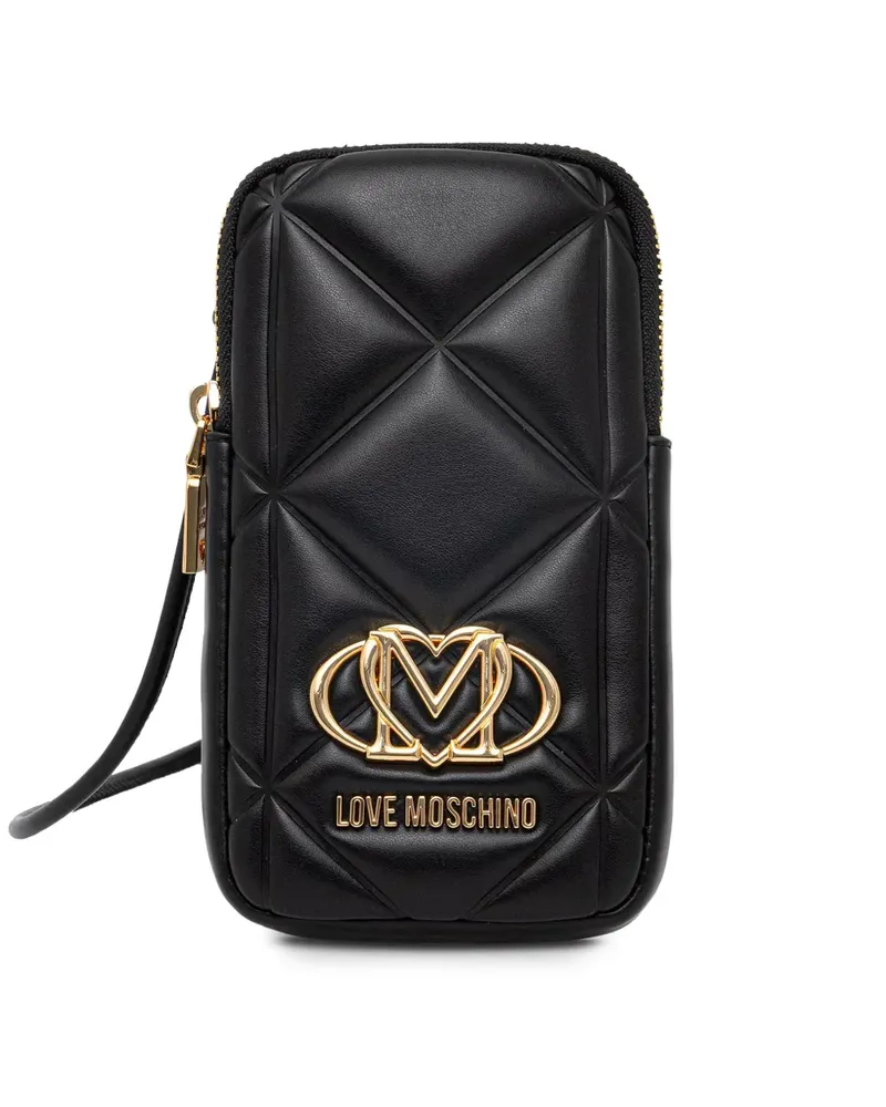 Moschino quilted logo-plaque phone bag - Schwarz Schwarz
