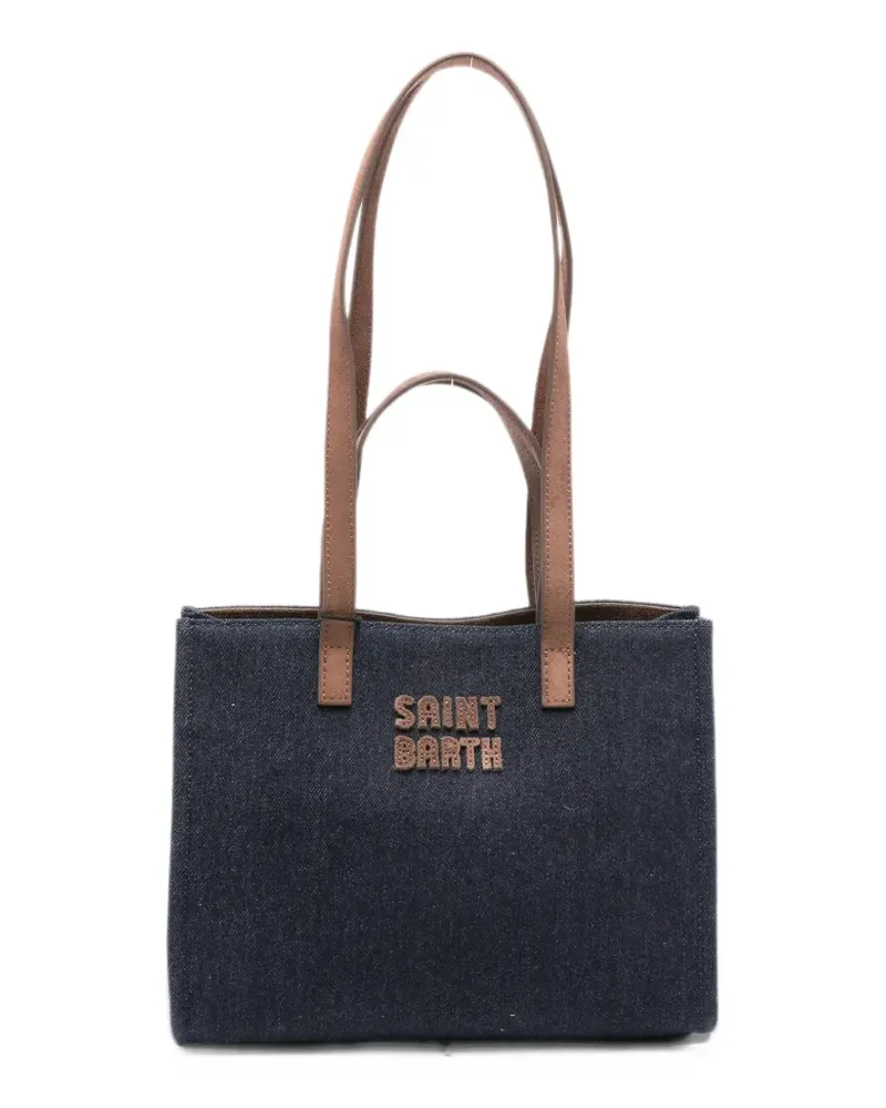 MC2 Saint Barth midi Jour logo-patch denim tote bag - Blau Blau