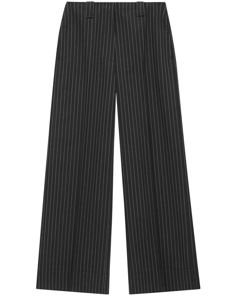 Ganni Weite Hose mit Nadelstreifen - Schwarz Schwarz