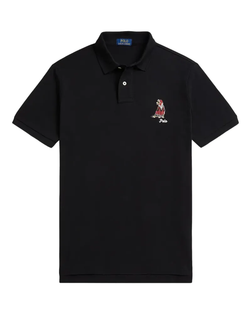 Ralph Lauren Poloshirt mit Hundestickerei - Schwarz Schwarz