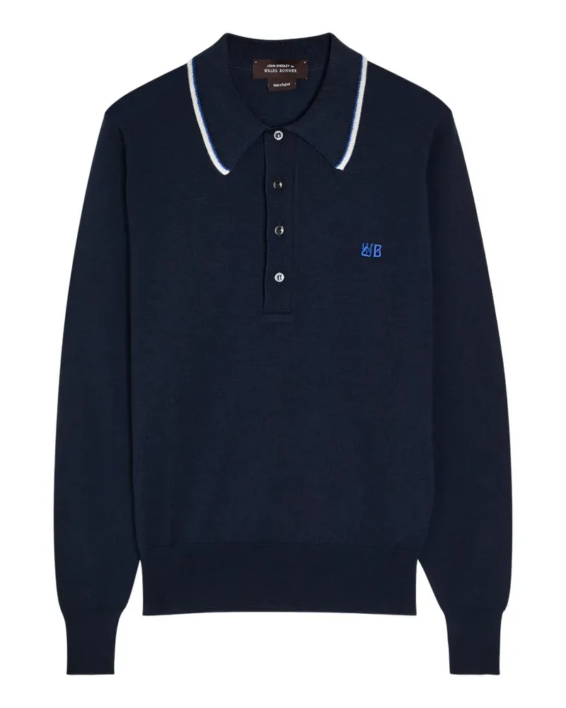 Wales Bonner Henry Poloshirt mit Stickerei - Blau Blau