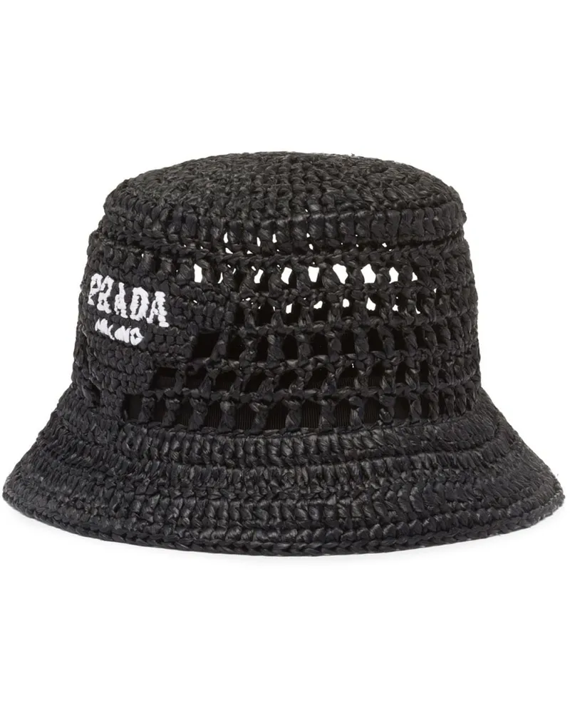 Prada Fischerhut aus Bast - Schwarz Schwarz