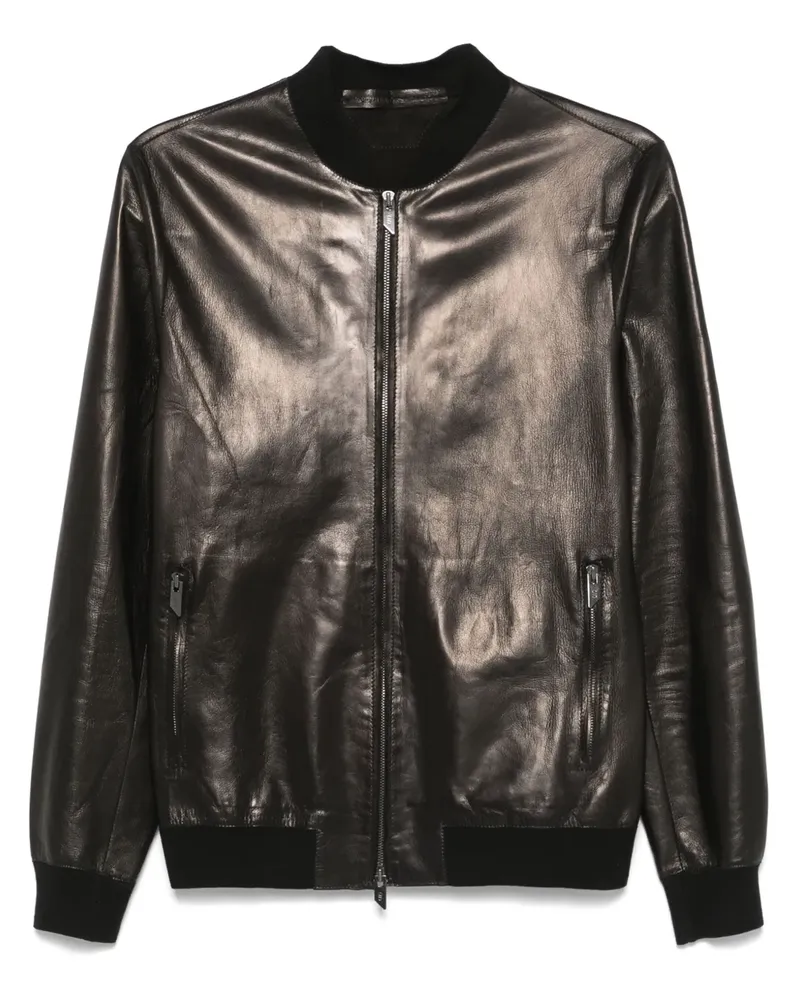 Salvatore Santoro Bomberjacke aus Leder - Schwarz Schwarz