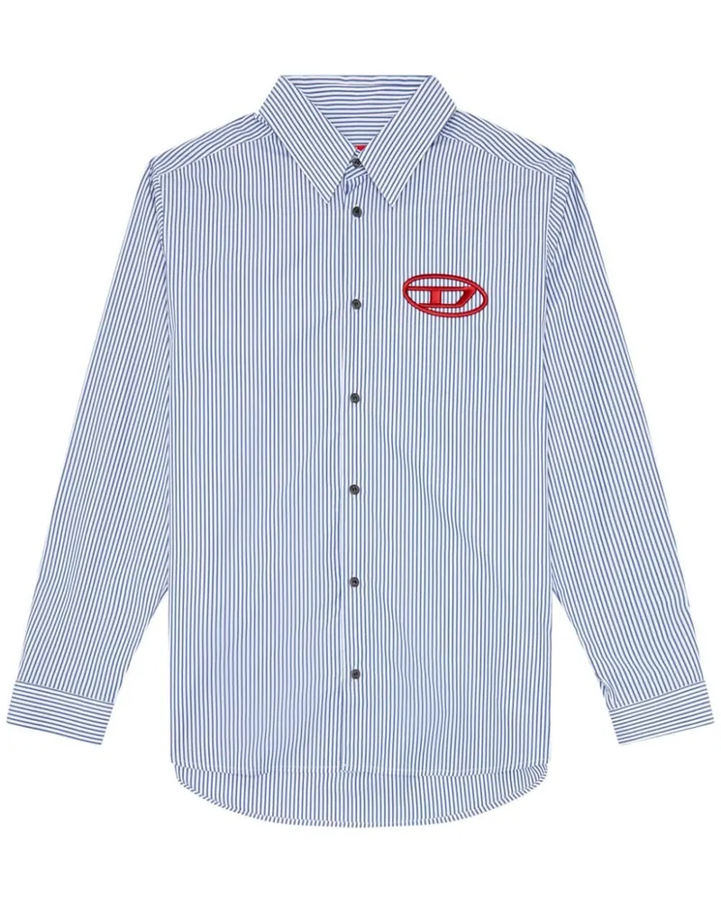 Diesel Gestreiftes Hemd aus Popeline - Blau Blau