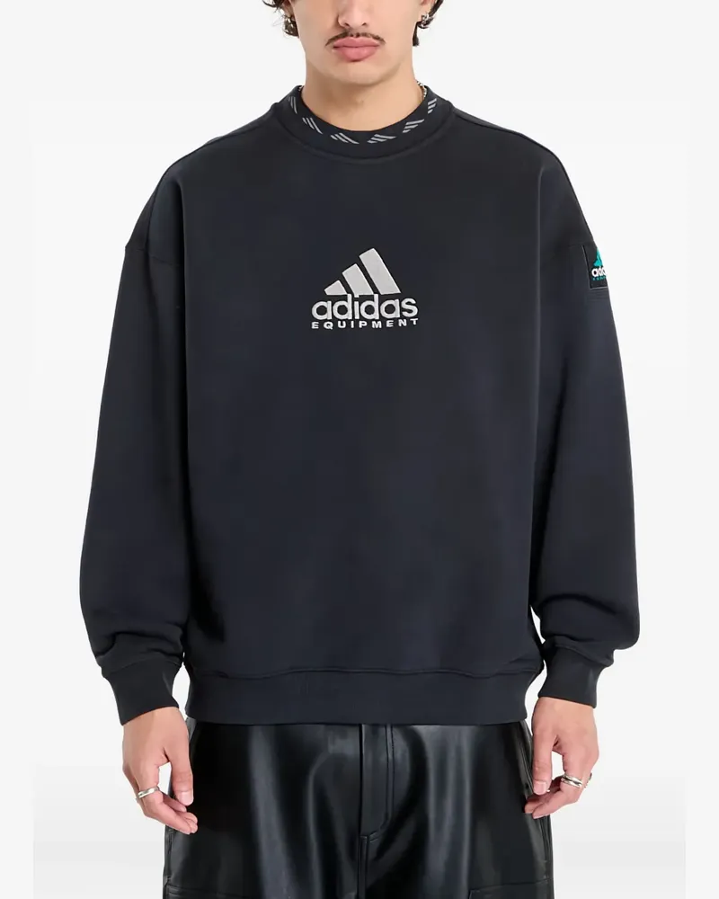adidas logo-detail crew-neck sweatshirt - Schwarz Schwarz