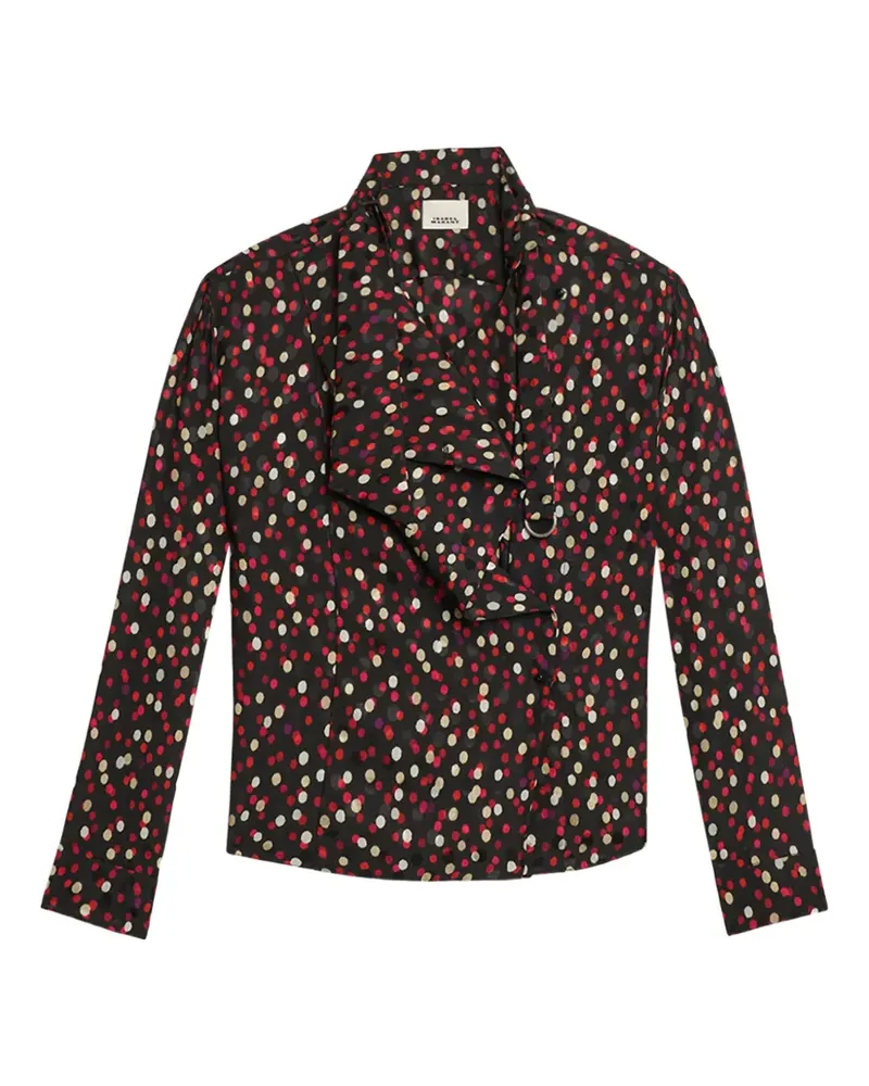 Isabel Marant Gerüschtes Emany Oberteil mit Polka Dots - Schwarz Schwarz