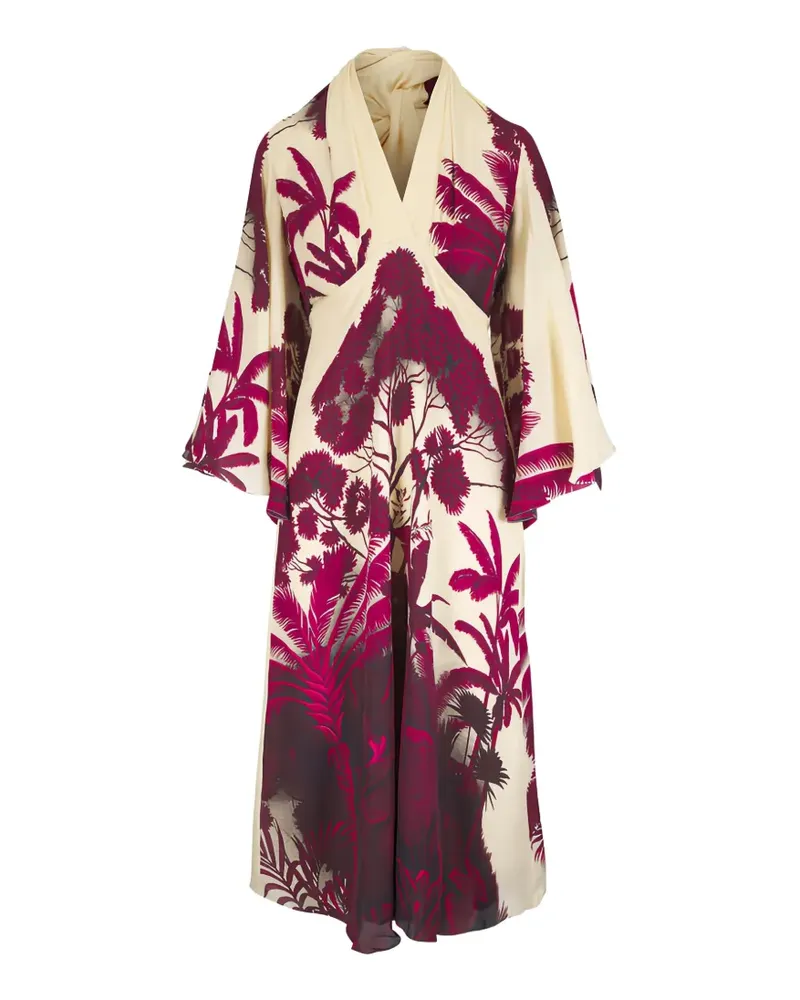 Johanna Ortiz Maiden Voyage palm-print midi dress - Nude Nude