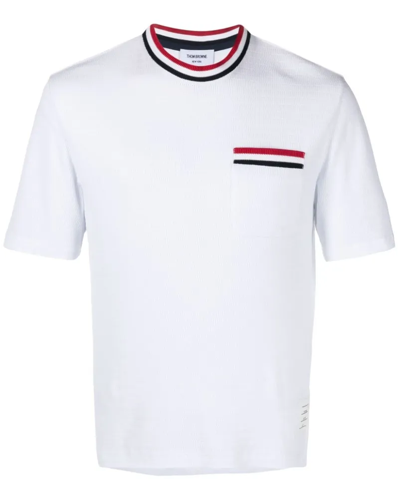 Thom Browne T-Shirt mit RWB-Streifen - Weiß Weiß
