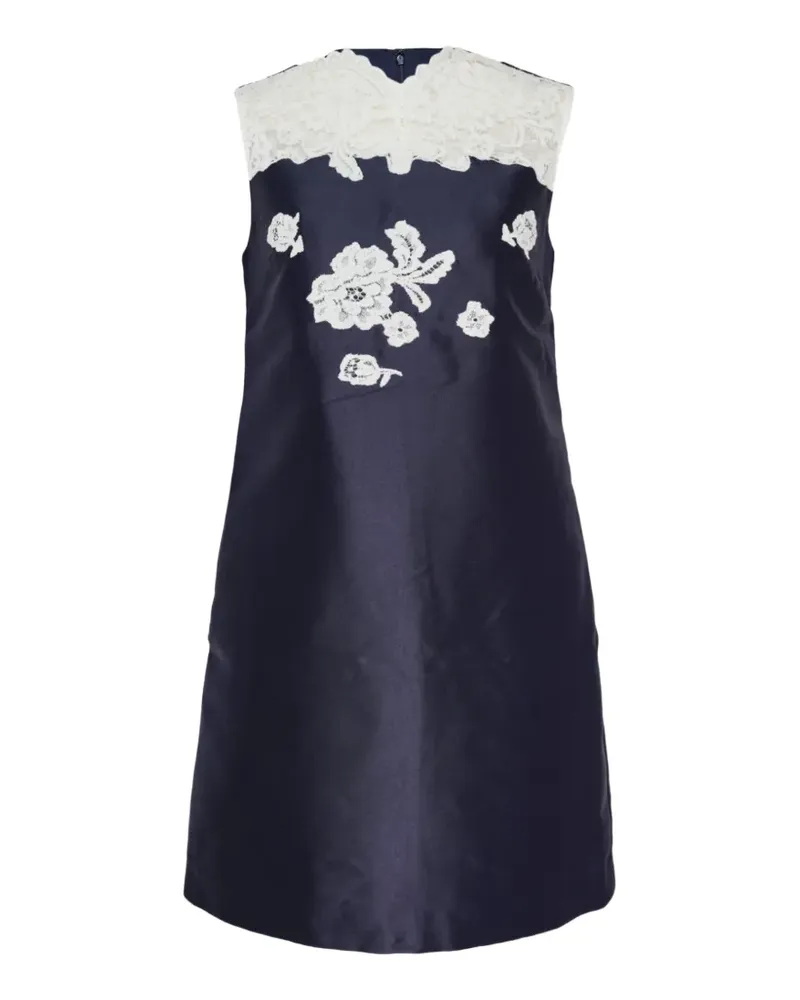 Self-Portrait guipure lace-appliqué shift mini dress - Blau Blau