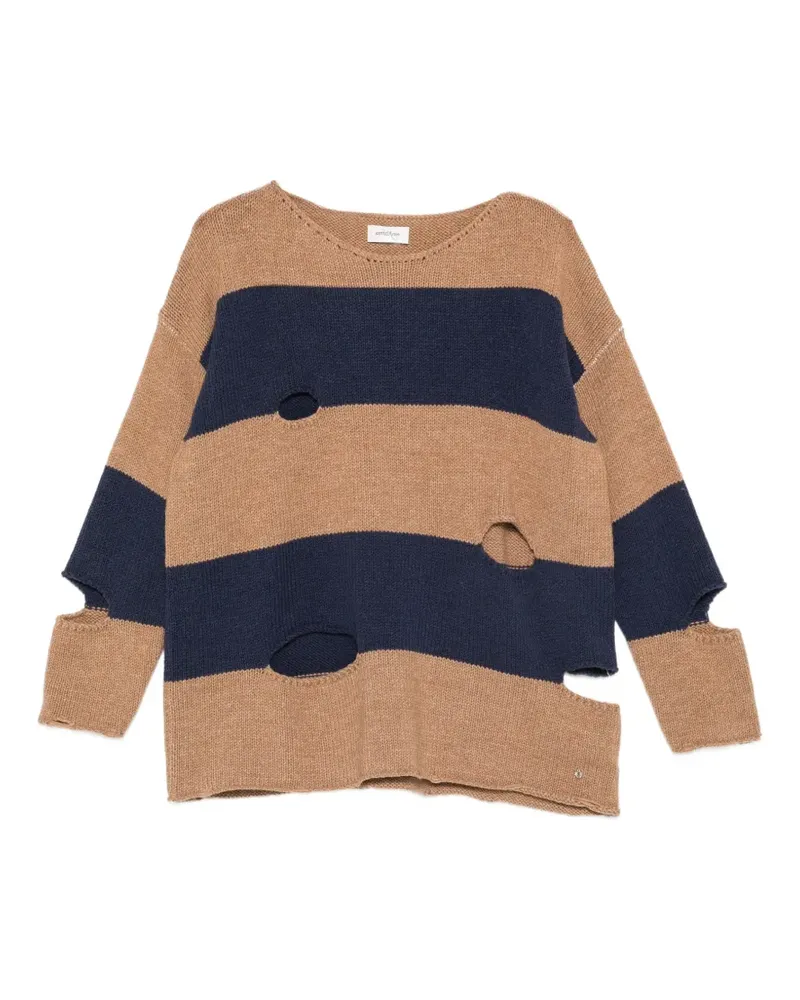 ottod’Ame Gestreifter Pullover im Distressed-Look - Braun Braun
