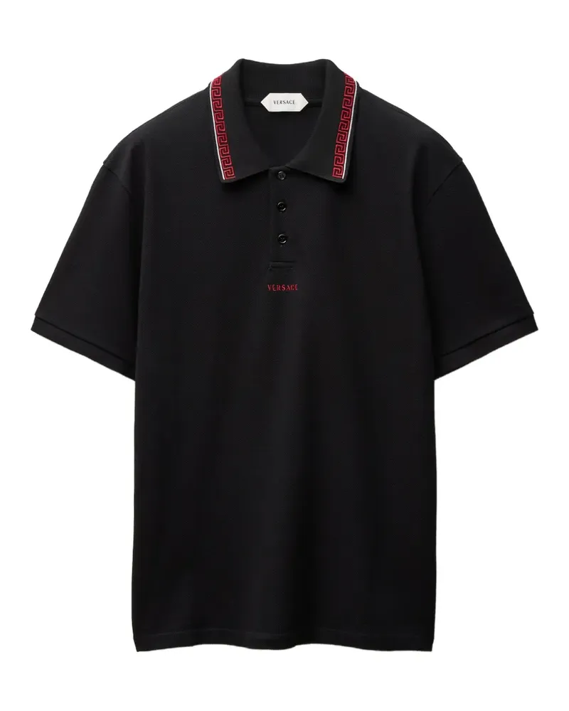 Versace Besticktes Piqué-Poloshirt mit Logo - Schwarz Schwarz