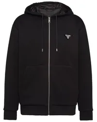 Prada Kapuzenjacke mit Triangel-Logo Schwarz