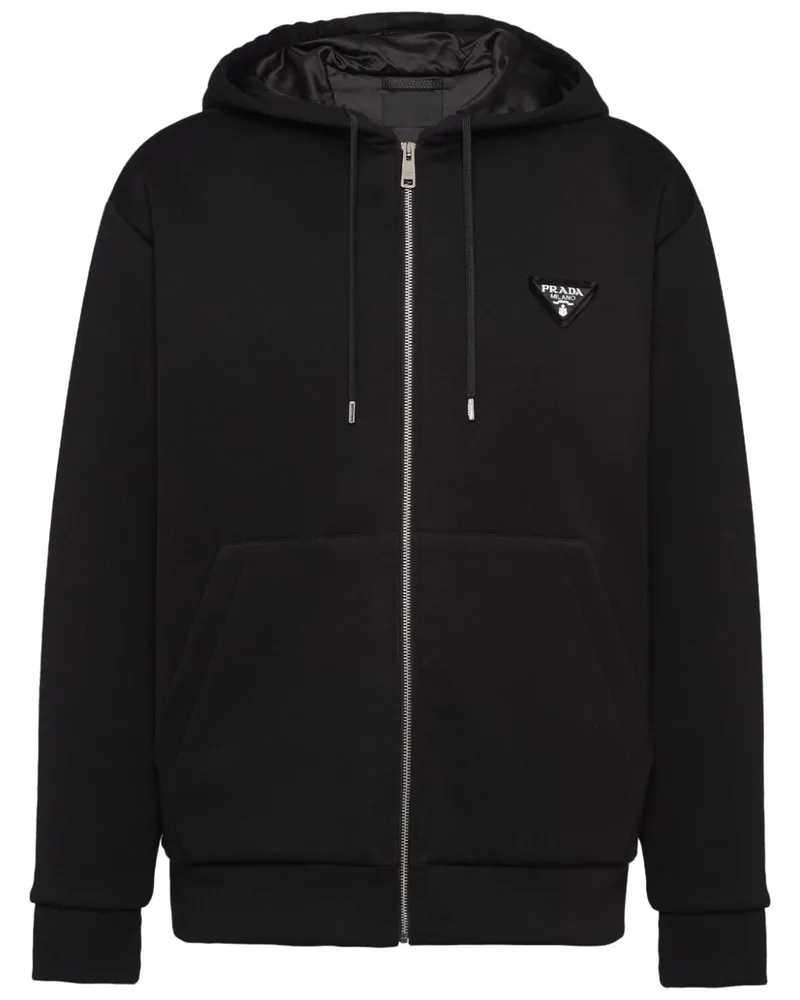 Prada Kapuzenjacke mit Triangel-Logo - Schwarz Schwarz