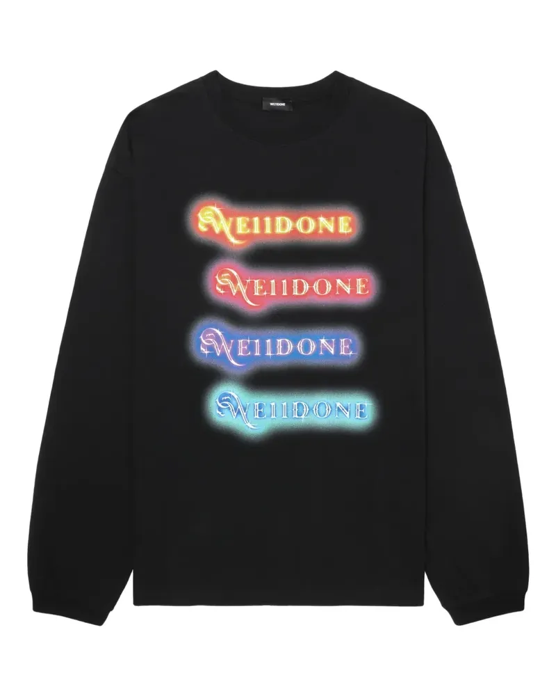 WE 11 DONE Langarmshirt mit Logo-Print - Schwarz Schwarz