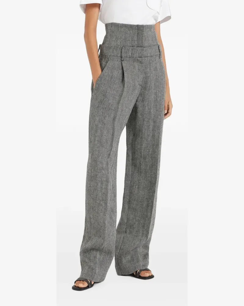 Brunello Cucinelli herringbone-pattern wide-leg trousers - Grau Grau