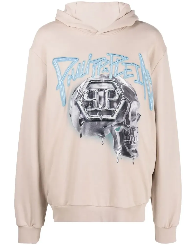 Philipp Plein Hoodie mit Totenkopf-Print - Nude Nude