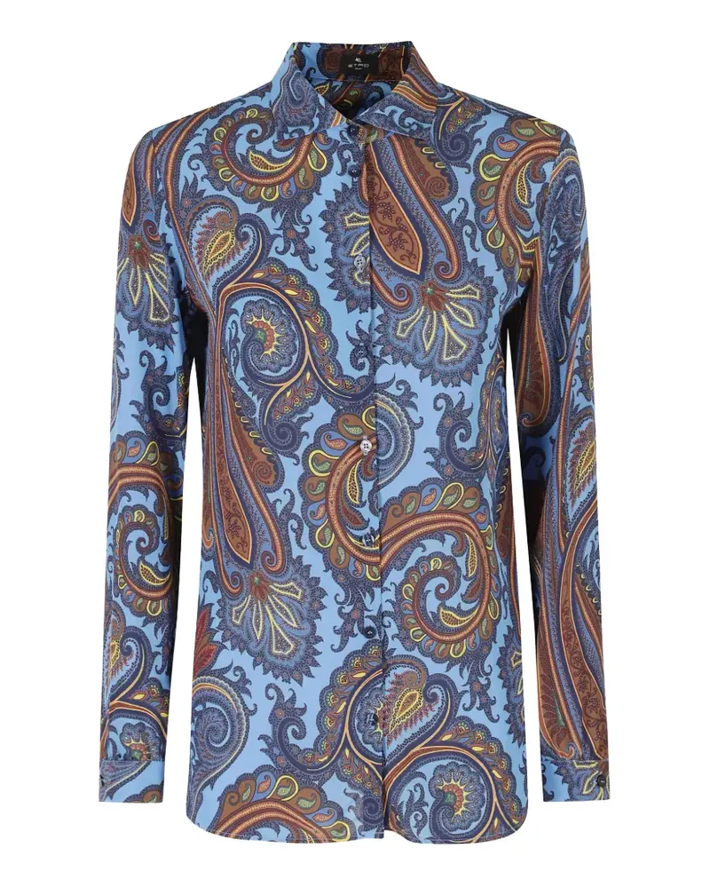 Etro Seidenhemd mit Paisley-Print - Blau Blau