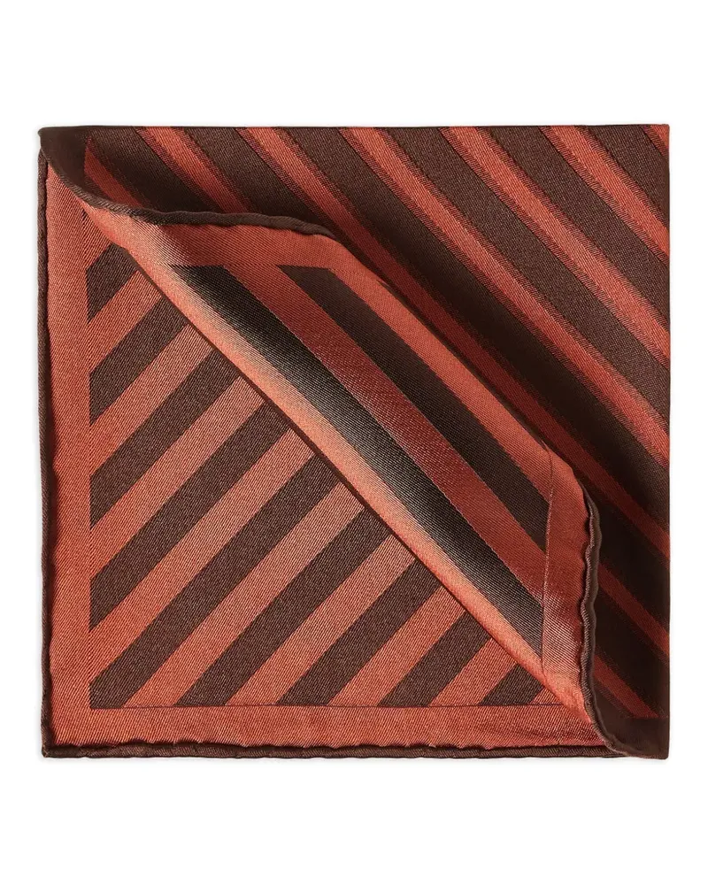 Brunello Cucinelli Einstecktuch aus Seide mit Querstreifen - Orange Orange