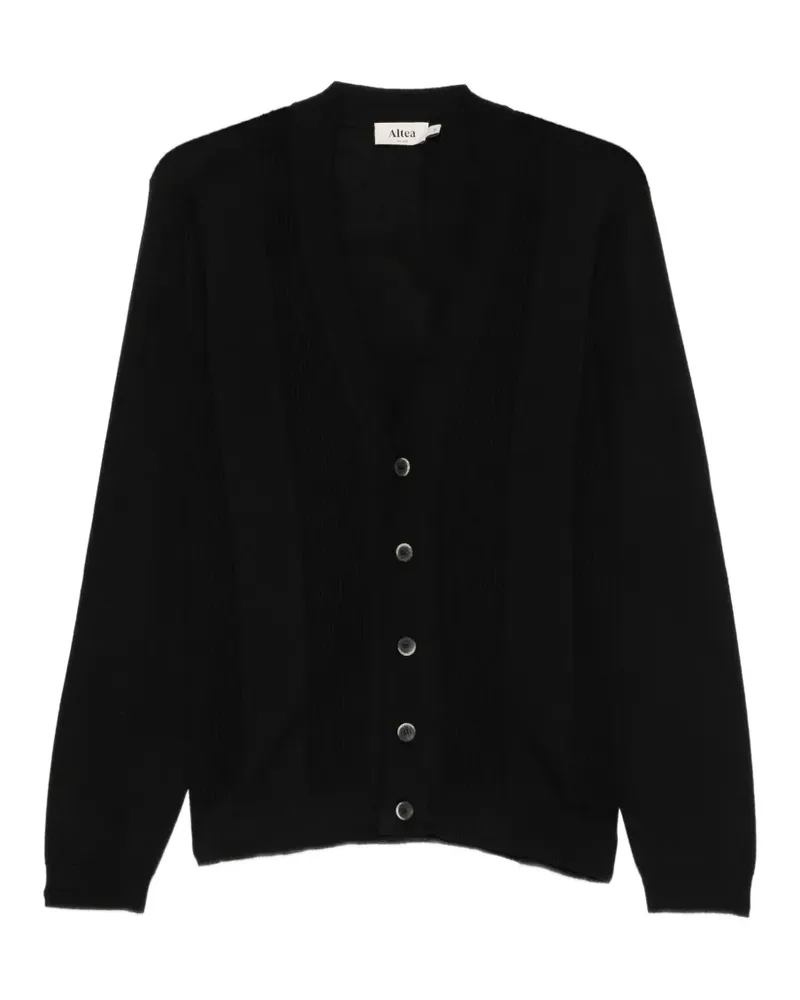 Altea Gerippter Cardigan mit V-Ausschnitt - Schwarz Schwarz