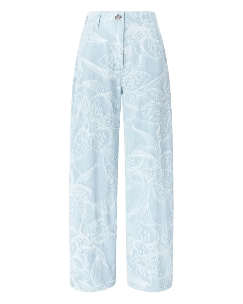 Genny Weite Jeans mit Blumen-Print - Blau Blau