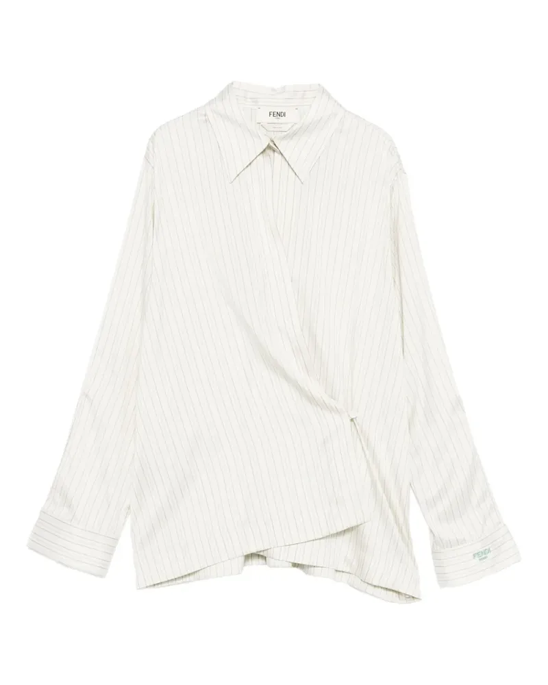 Fendi Wickelbluse mit Nadelstreifen - Weiß Weiß