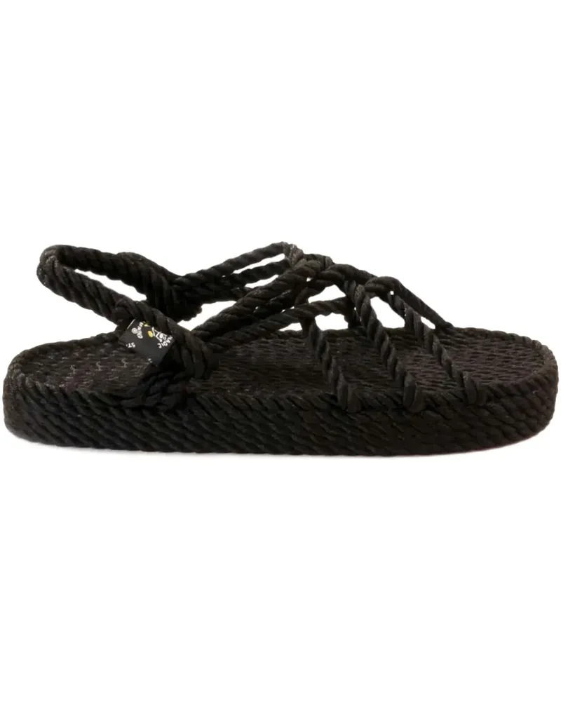 Nomadic State of Mind Flache Sandalen mit Webmuster - Schwarz Schwarz