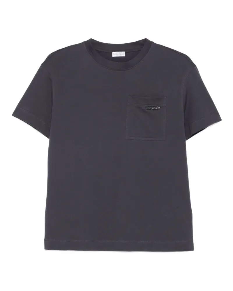 Brunello Cucinelli T-Shirt mit Brusttasche - Blau Blau