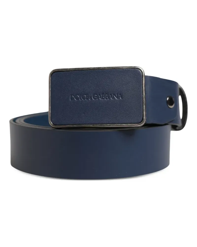 Dolce & Gabbana Ledergürtel mit Logo-Schild - Blau Blau