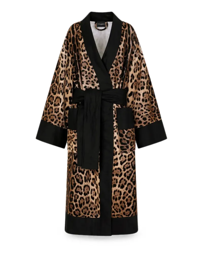 Dolce & Gabbana Bademantel mit Leoparden-Print - Braun Braun