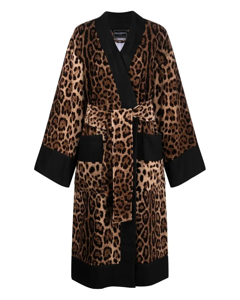 Dolce & Gabbana Bademantel mit Leoparden-Print - Braun Braun