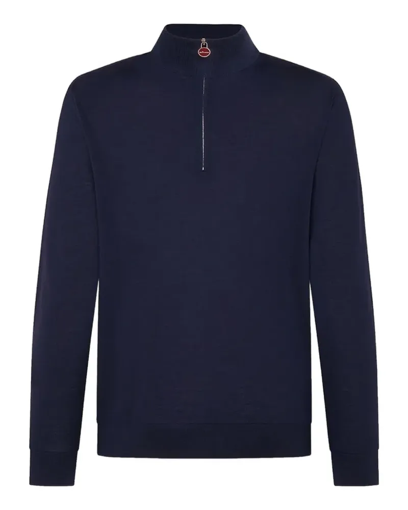 Kiton Stehkragen-Pullover mit kurzem Reißverschluss - Blau Blau