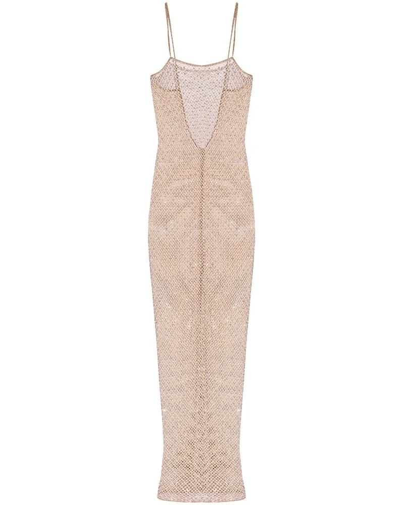 THE MANNEI Troyes Maxikleid mit Perlen Nude