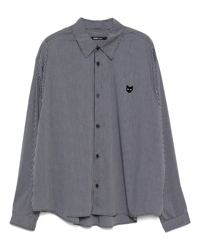 SONGZIO Cropped-Hemd mit abgerundetem Saum - Schwarz Schwarz