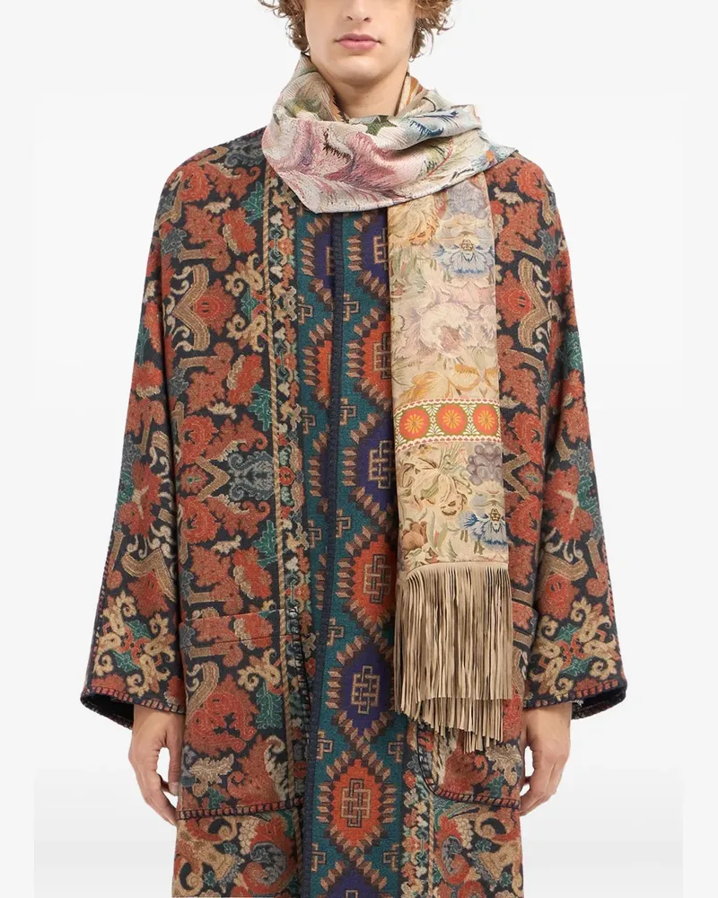 Pierre-Louis Mascia floral-tapestry fringe scarf - Nude Nude