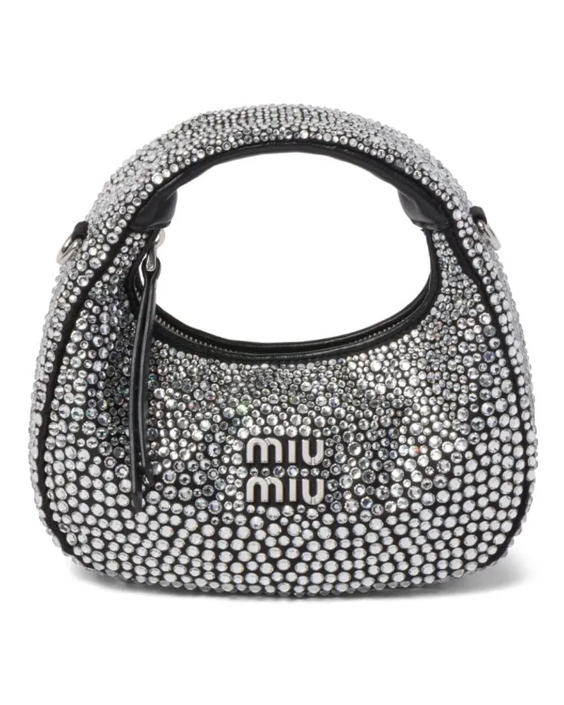 Miu Miu Wander Schultertasche mit Kristallen Schwarz