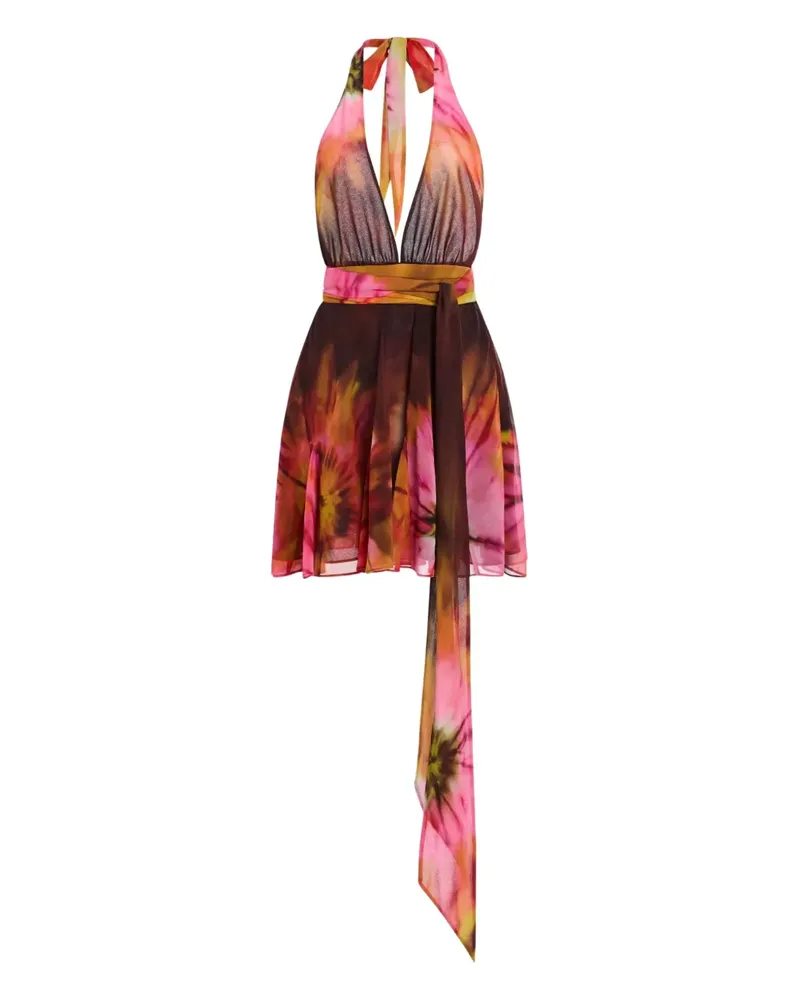 Retrofête Briola Minikleid mit V-Ausschnitt - Braun Braun