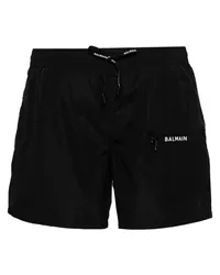 Balmain Badeshorts mit Logo-Print Schwarz