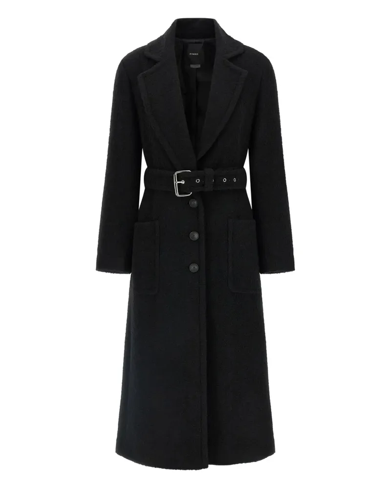 Pinko Cerfoglio Bouclé-Mantel mit Gürtel - Schwarz Schwarz