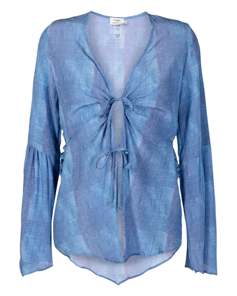 Amir Slama Kaftan mit Schnürung - Blau Blau