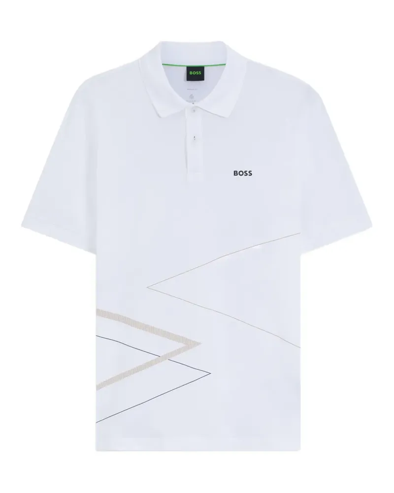 HUGO BOSS Pima Poloshirt mit Print - Weiß Weiß