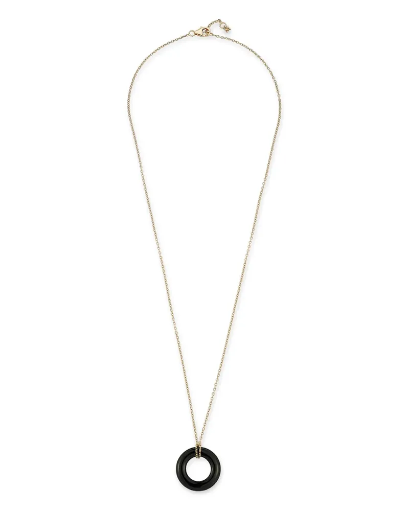 MATEO 14kt Donut Gelbgoldhalskette mit Onyx Gold