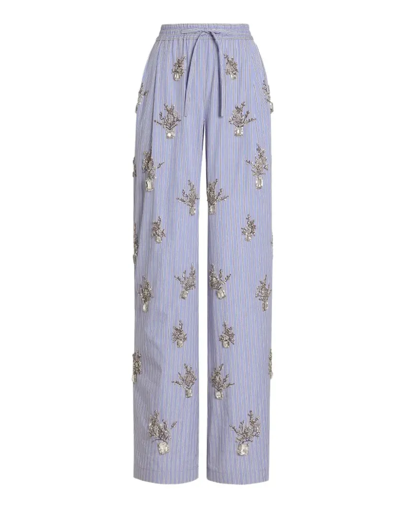 Dolce & Gabbana Popeline-Hose mit Blumenstickerei - Blau Blau