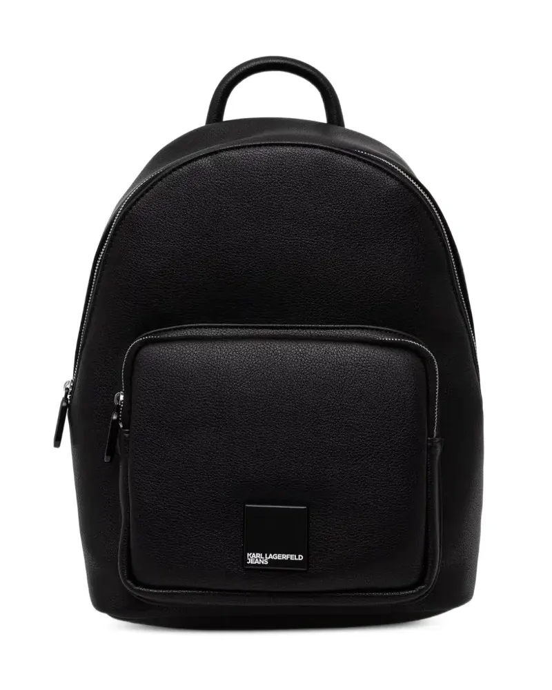 Karl Lagerfeld logo-plaque pebbled-effect backpack - Schwarz Schwarz