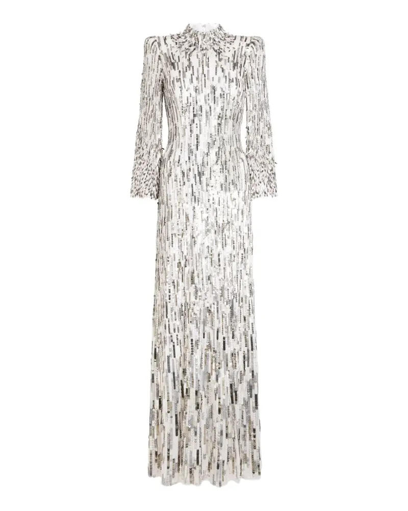 Jenny Packham Maxikleid mit Pailletten - Weiß Weiß